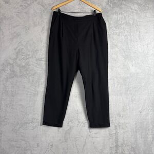 Frank And Oak Black Wool Blend Pleated Tapered Trousers Pants Womens 14 Cozy